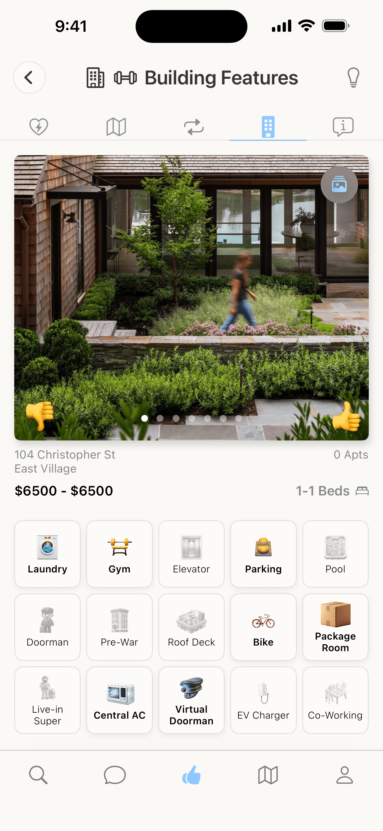 Livvng apartment building features and amenities