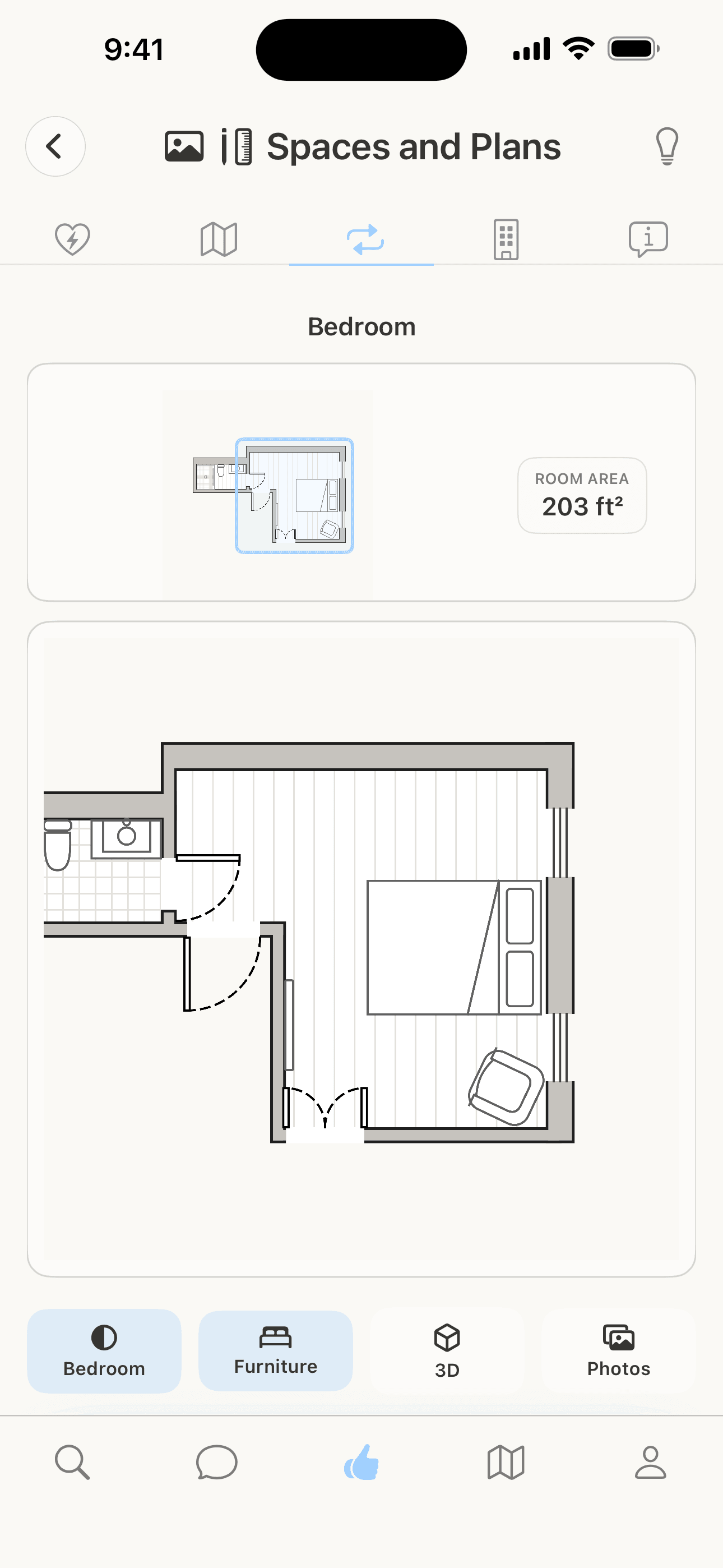 Livvng bathroom floor plan with detailed measurements